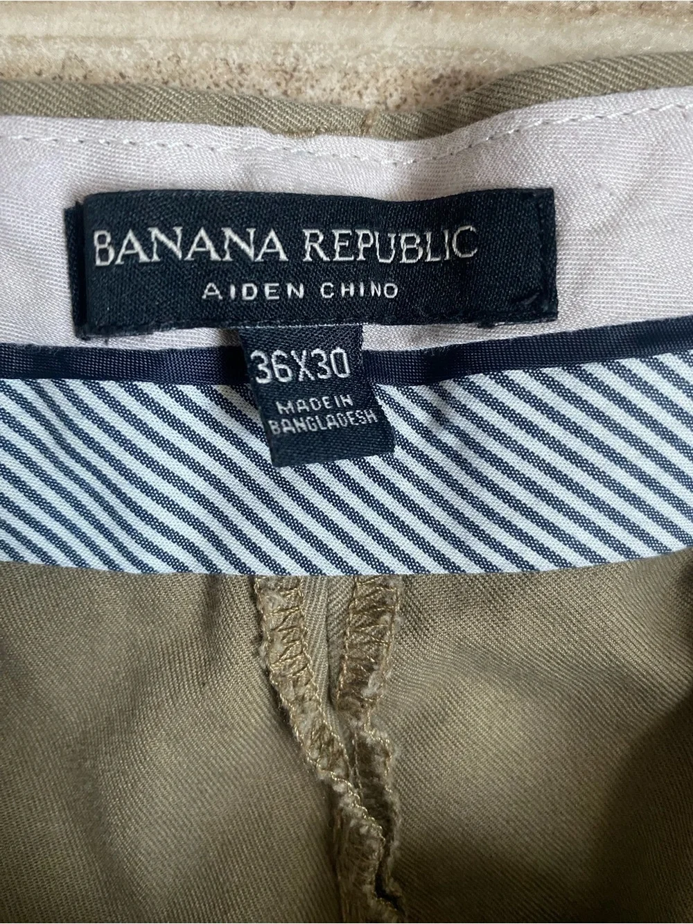Banana Republic Aiden Chino Pants Mens 36x30 Khaki 100% Cotton Classic Fit